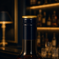 Bouchon métallique marine en gros, coque de tirage profond, intérieur doré, rayures rouges, pour bouteilles de vin, spiritueux et liqueurs, emballage de fermeture de bouteilles en verre