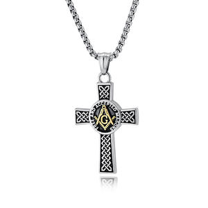 Freemason <b>Cross</b> Necklace Stainless Steel Celtic Knot Pendant Unisex Gift Jewelry - Product Image 5
