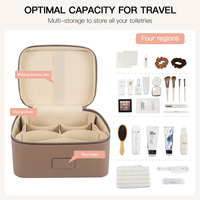 NOVOTE Trousse de Maquillage en Cuir Véritable à Motif Galet, Double Fermeture Éclair, Durable, Portable, Résistante à l'Eau, Grande Capacité