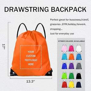Custom Logo Print Portable Oxford Cloth Drawstring Backpack Fashion Zipper Waterproof for Fitness Training Leisure Travel Bag - Product Image 2