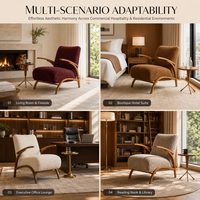 Fauteuil rembourré en bois courbé de style moderne du milieu du siècle ZZL, fauteuil lounge texturé Teddy pour salon, chambre et hôtel