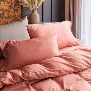 Siêu Vua Kích thước tinh khiết bông <span class=keywords><strong>sateen</strong></span> Comforter thiết lập Chất lượng cao màu sắc rắn bao gồm trang bị tấm - Product Image 1
