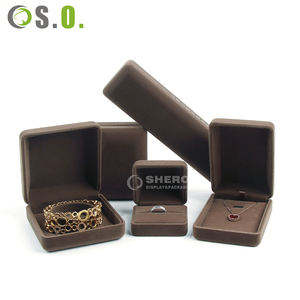 Boîte à bijoux en cuir fabriquée en usine, ensemble d'emballage, logo personnalisé pour bague, boucles d'oreilles, bracelet, collier, boîte cadeau en gros - Product Image 1