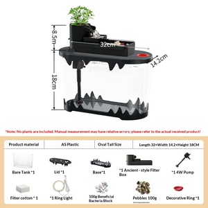 Aquarium ovale de luxe en matériau AS - 3 tailles, 2 couleurs, ensemble complet avec filtre pour la maison, le bureau, vente en gros - Product Image 6