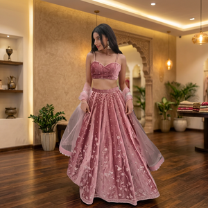 Antra Lifestyle Designer Traditional Indian <b>Red</b> <b>Lehenga</b> Choli Unstitched Latest Bridal Wedding Party Organza Slim Fit Summer - Product Image 1