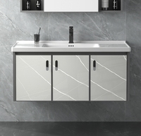 Meubles de salle de bain modernes en aluminium de 100, 120, 140 cm avec lavabo mural en ardoise rocheuse, nouveau design, prix abordable