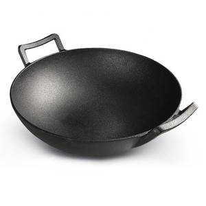 Meilleure vente <span class=keywords><strong>Wok</strong></span> chinois <span class=keywords><strong>en</strong></span> <span class=keywords><strong>fonte</strong></span> avec couvercle <span class=keywords><strong>en</strong></span> bois - Product Image 1