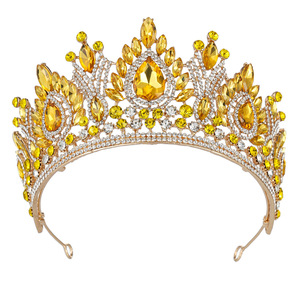 Gold Tone Teardrop Rhinestone <b>Crown</b> Sparkling Crystal <b>Tiara</b> Bridal Wedding Pageant Party Headpiece - Product Image 2