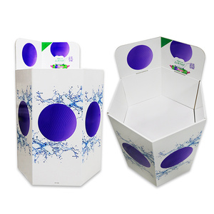 Estante de exhibición personalizable de fácil montaje, soporte de suelo de tienda minorista de cartón con cajas de basura para exhibiciones de papel - Product Image 5
