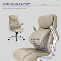 Chaise de bureau ergonomique en cuir PU avec support lombaire et accoudoirs réglables, chaise de direction moderne et chaise de bureau informatique