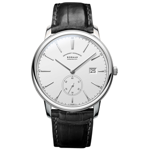 Orologio Formale <span class=keywords><strong>da</strong></span> <span class=keywords><strong>Uomo</strong></span> Borman Classico e Semplice con Cassa in Acciaio Inossidabile, Movimento Meccanico Automatico, Cinturino in Pelle, Resistente all'Acqua e Logo Personalizzato - Product Image 4