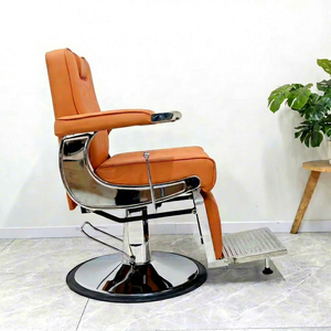 Antique Style Ergonomic Reclining Height <b>Adjustable</b> 360 Degree Swivel Stainless Steel Frame Barber Chair Heavy-Duty Hydraulic - Product Image 1