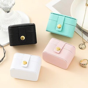 EVERWIN <b>Jewelry</b> <b>Storage</b> Bag with Snap Button Closure Portable Ring Case in Mint Black Ivory Pink Colors Packaging - Product Image 3
