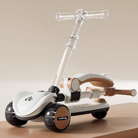 Trottinette pour enfants avec barrière de sécurité, poignée de poussée, lumières et musique, trottinette pliable à 3 roues, hauteur réglable de 1 à 8 ans, trottinettes pour enfants