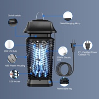 Lampe anti-moustiques et anti-mouches JZ 20W 3000V haute tension, étanche IPX4, en ABS, à semi-conducteurs, écologique, électrique, pour usage extérieur
