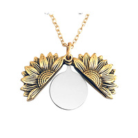 Collier pendentif en acier inoxydable motif tournesol avec chaîne en bambou, forme de fleur, unisexe, cadeau de vacances, bijoux