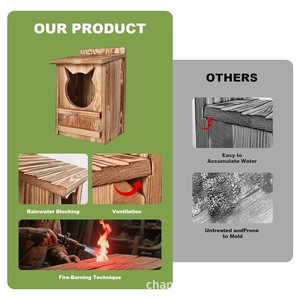 Casa de Pájaros de Madera Rectangular, Duradera, para Jardín Exterior, Comedero para Búhos, Decoración - Product Image 4