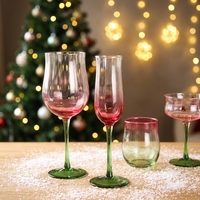 Verres à vin en cristal rose et vert dégradé, gobelets à pied, verres colorés vintage pour mariage, bar, fête, usage domestique