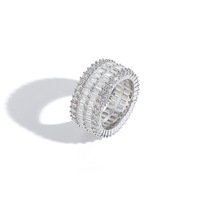 Bague pour homme en laiton incrusté de zircon, zirconium rectangulaire et zirconium rond assortis, tendance et simple.