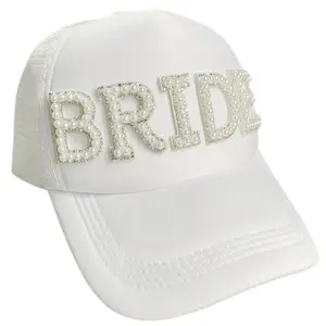 Decoración de boda personalizada, regalo de dama de honor, despedida de soltera, sombrero de pareja, letras, gorra de béisbol MR MRS Pearl