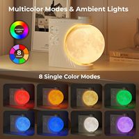 Lampe lunaire, réveil lumineux en plastique, 8 couleurs LED, lumière de réveil, double alarme, fonction snooze, 10 sons naturels [Énergie
