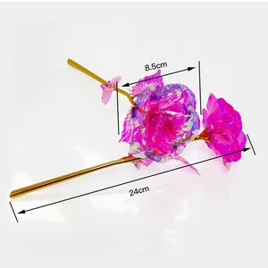 ดอกกุหลาบประดิษฐ์รุ่นใหม่ พร้อมไฟ LED ประดับทองคำ 24k  แบบกล่อง PVC ของขวัญวันวาเลนไทน์ วันแม่ - Product Image 6