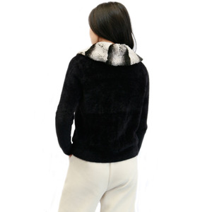 Cappotto maglione lavorato a maglia personalizzato alla moda <span class=keywords><strong>Cardigan</strong></span> <span class=keywords><strong>con</strong></span> maniche a <span class=keywords><strong>pelo</strong></span> corto <span class=keywords><strong>con</strong></span> collo in pelliccia rimovibile - Product Image 4