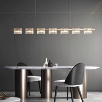 Lustre en métal minimaliste nordique italien, luminaire suspendu en verre moderne de luxe, plafonnier LED