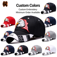 Gorra de Béisbol de 6 Paneles con Visera Curva, Bordado 3D Personalizado de Águila y Bandera de EE. UU., Estilo Deportivo Urbano, Ajustable con Cierre a Presión, Venta al Por Mayor