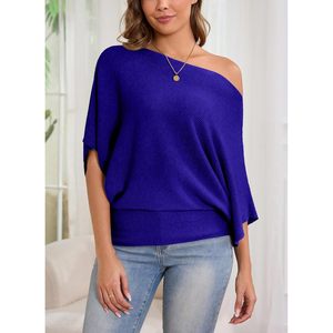 Womens Batwing Sleeve Knitted Dolman Pullover O Neck Sweater Autumn Casual Top Half Sleeve Anti Pilling - Product Image 6