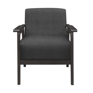 DB Modern Style 1pc <b>Accent</b> <b>Chair</b> in Dark Gray Fabric with Solid Rubberwood Antique Gray Finish for Home Office Furniture - Product Image 4