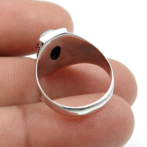 แหวน925ทำมือสุดหรูดีไซน์คลาสสิกแหวนเงินสเตอร์ลิงประดับหินเทอร์ควอยซ์แหวนชั้นดีดีไซน์หรูหราขายส่ง - Product Image 3