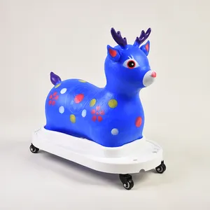 Trend sıcak ürünler geyik pvc binmek çocuk için oyuncak açık at kasnak dört tekerlekli