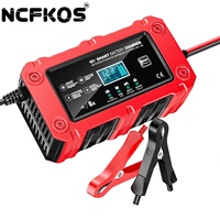 NCFKOS Chargeur de batterie intelligent pour voiture et moto BC-1206 Chargeur de batterie 12V Chargeur de batterie au plomb 6A Prise automatique UE Entrée AC