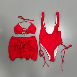 Traje de Baño Viviblook Z103ST03 para Mujer, Bikini Sexy con Push-Up, Diseño Hueco, Conjunto de Bikini de 3 Piezas con Minifalda, Ropa de Playa - Product Image 5