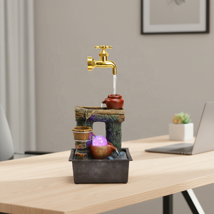 น้ำพุตกแต่งบ้านสำนักงานในร่มแบบตั้งโต๊ะพร้อมไฟ LED และหินตกแต่ง ดีไซน์แบบซ่อนท่อน้ำไหล สวยงามเหมือน<span class=keywords><strong>น้ำตก</strong></span> - Product Image 2