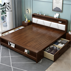 Cama de madera tamaño king de 1.5m, diseño nuevo, muebles de dormitorio ecológicos, con logotipo personalizado, MOQ bajo, al mejor precio de mayorista en China. - Product Image 6