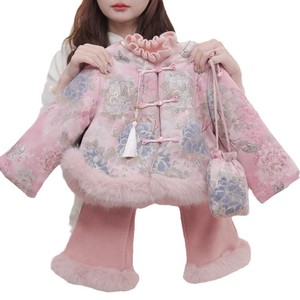 Traditional Chinese Winter Thickened Warm Girls Outfit Three Piece Set New Year Style - Product Image 5