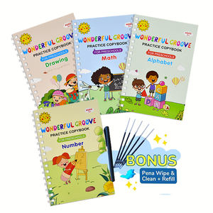 Libro DE TRABAJO mágico, práctica reutilizable, escritura a mano, libro de línea de trazado mágico caligráfico para niños - Product Image 1