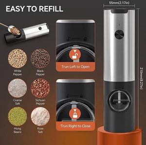 Juego de Molinillos de Sal y Pimienta Eléctricos de Cerámica con Batería de Litio y Alimentación USB, con Base Recargable, en Oferta - Product Image 4