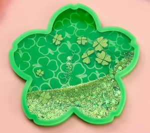 Sakura en forme de bling acrylique personnalisé liquide tasse caboteur <span class=keywords><strong>roman</strong></span> Silicone liquide paillettes tapis Pad jus cadeau d'affaires promotionnel - Product Image 2