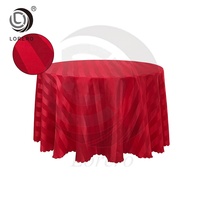 Nappe ronde en polyester rouge unie pour hôtel, restaurant, mariage, banquet, événements