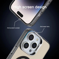 Coque de téléphone en PC rigide et acrylique avec cadre d'objectif de haute qualité, placage IMD, laser et couvercle magnétique pour iPhone 15 Pro Max, 16, 17 Pro Max