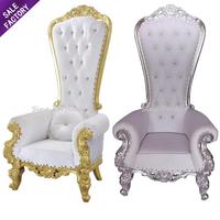 Vente en gros de chaises trône en or à dossier haut de haute qualité du roi et de la reine à un prix abordable chaise de mariage royale de luxe pour le marié et la mariée