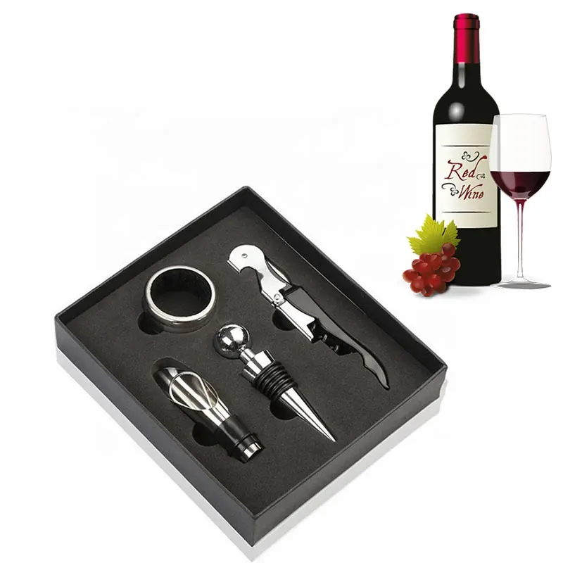 ชุดที่เปิดขวดไวน์2021บาร์,กล่องของขวัญสแตนเลสสตีลส่วนตัวสุดสร้างสรรค์4ชิ้น