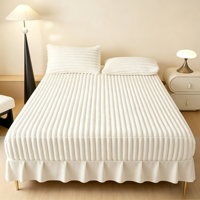 Drap-housse rayé en fausse fourrure de lapin douce, protège-matelas moelleux, bord extensible, plusieurs tailles disponibles pour la maison et la chambre, personnalisable