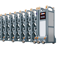 Porte de sécurité rétractable automatique, structure en acier et aluminium fabriqué, conception anti-collision sans fil