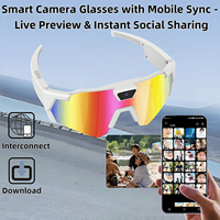Gafas de Sol con Cámara Deportiva Inteligente, HD 1080P, Resistentes al Agua IPX-6, Control por Aplicación, para Ciclismo al Aire Libre