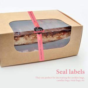 Autocollants de boulangerie en papier kraft rose sceau d'emballage alimentaire inviolable auto-adhésif pour boîte à gâteaux sac à biscuits étiquette décorative - Product Image 4