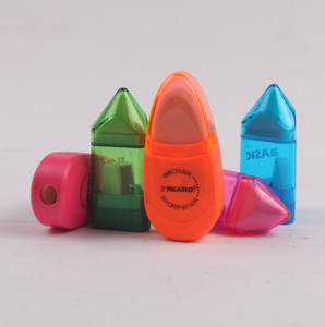 Sacapuntas de plástico de un solo orificio de alta calidad con borrador Manual Herramienta para niños para afilar <span class=keywords><strong>lápices</strong></span> - Product Image 3